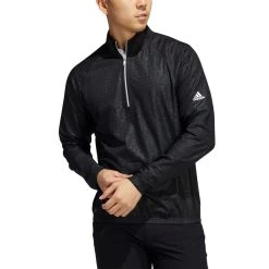 Adidas 2022 Deboss Quarter Zip Pullover -Golf Equipment Shop adidas 2022 deboss quarter zip pullover black back itempicture