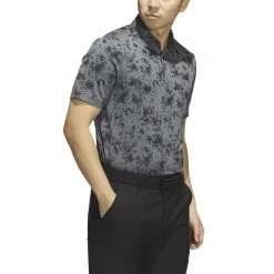 Adidas Burst Jacquard Polo -Golf Equipment Shop adidas 2023 burst jacquard polo black side itempicture