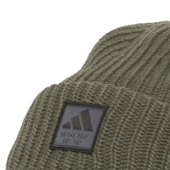 Adidas Double Cuff Novelty Beanie -Golf Equipment Shop adidas 2023 double cuff novelty beanie olive strata detail itempicture