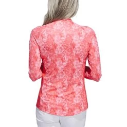 Adidas Women's Essentials Long Sleeve Printed Mock Polo -Golf Equipment Shop adidas 2023 womens essentials long sleeve printed mock polo bight red back itempicture