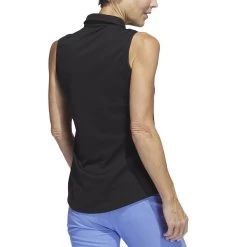 Adidas Women's Texture Sleeveless Polo -Golf Equipment Shop adidas 2023 womens texture sleeveless polo black back itempicture
