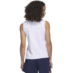 Adidas 2023 Women's Go-To Pique Sleeveless Polo -Golf Equipment Shop adidas 23 womens go to pique sleeveless polo white back itempicture