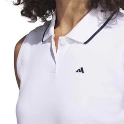 Adidas 2023 Women's Go-To Pique Sleeveless Polo -Golf Equipment Shop adidas 23 womens go to pique sleeveless polo white detail itempicture