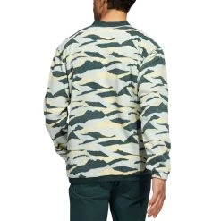Adidas Texture Print Crewneck -Golf Equipment Shop adidas fw22 texture print crewneck linen green back itempicture