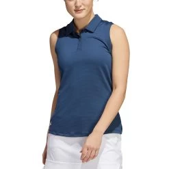 Adidas FW22 Women's Textured Sleeveless Polo -Golf Equipment Shop adidas fw22 womens textured sleeveless polo crew navy front itempicture