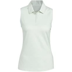 Adidas FW22 Women's Textured Sleeveless Polo -Golf Equipment Shop adidas fw22 womens textured sleeveless polo linen green front itempicture