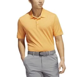 Adidas Ottoman Stripe Polo -Golf Equipment Shop adidas ottoman stripe polo orange rush pulse amber model front itempicture