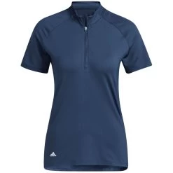 Adidas Women's Short Sleeve Mock Neck Polo -Golf Equipment Shop adidas ss22 womens short sleeve mock neck polo crew navy itempicture