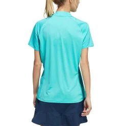 Adidas Women's Short Sleeve Mock Neck Polo -Golf Equipment Shop adidas ss22 womens short sleeve mock neck polo semi mint rush back itempicture