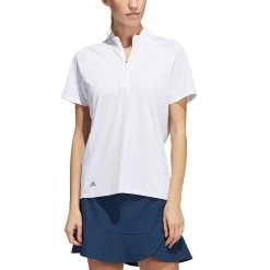 Adidas Women's Short Sleeve Mock Neck Polo -Golf Equipment Shop adidas ss22 womens short sleeve mock neck polo white itempicture
