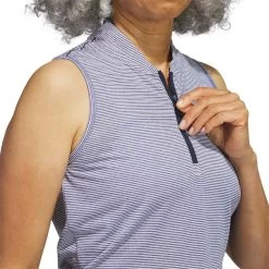 Adidas Women's Two Color Ottoman Sleeveless Polo -Golf Equipment Shop adidas ss23 w two color ottoman sleeveless polo collegiate navy detail2 itempicture