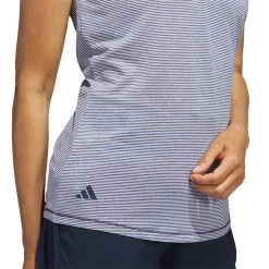 Adidas Women's Two Color Ottoman Sleeveless Polo -Golf Equipment Shop adidas ss23 w two color ottoman sleeveless polo collegiate navy detal itempicture