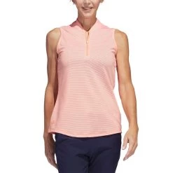Adidas Women's Two Color Ottoman Sleeveless Polo -Golf Equipment Shop adidas ss23 w two color ottoman sleeveless polo coral fusion itempicture