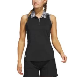 Adidas Women's Ultimate365 Printed Sleeveless Polo 10 Adidas Women's Ultimate365 Printed Sleeveless Polo -Golf Equipment Shop adidas ss23 womens ultimate365 printed sleeveless polo black itempicture