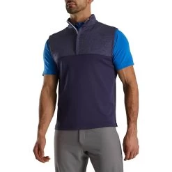 FootJoy Heather Yoke Half Zip Vest -Golf Equipment Shop footjoy heather yoke half zip vest navy front itempicture