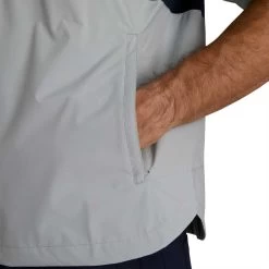 FootJoy HydroLite X Short Sleeve Rain Pullover -Golf Equipment Shop footjoy hydrolite x short sleeve rain pullover grey navy detail itempicture