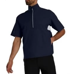 FootJoy HydroLite X Short Sleeve Rain Pullover -Golf Equipment Shop footjoy hydrolite x short sleeve rain pullover navy grey itempicture
