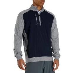 FootJoy Tech Sweater -Golf Equipment Shop footjoy tech sweater navy heather grey front itempicture