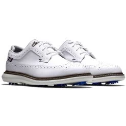 FootJoy Traditions Wing Tip Golf Shoes White/Navy/Grey -Golf Equipment Shop footjoy traditions wing tip golf shoes white navy grey pair itempicture