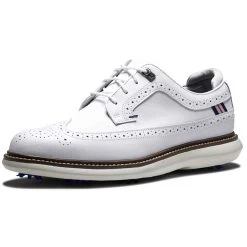 FootJoy Traditions Wing Tip Golf Shoes White/Navy/Grey -Golf Equipment Shop footjoy traditions wing tip golf shoes white navy grey toe itempicture