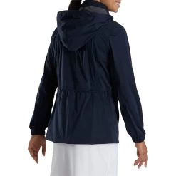 FootJoy Women's HydroKnit Rain Jacket -Golf Equipment Shop footjoy womens hydroknit rain jacket navy back itempicture