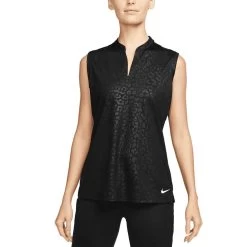 Nike Women's Dri-FIT Victory Embossed Sleeveless Polo -Golf Equipment Shop nike womens dri fit victory embossed sleeveless polo black itempicture