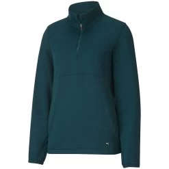 Puma Women's Cloudspun Quarter Zip Pullover -Golf Equipment Shop puma 2021 womens cloudspun quarter zip pullover deep teal itempicture