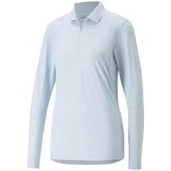 Puma Women's YOU-V Long Sleeve Polo -Golf Equipment Shop puma 2023 womens you v long sleeve polo lucite itempicture