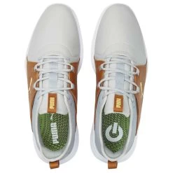 Puma Ignite Fasten8 Crafted Golf Shoes High Rise/Gold/Leather Brown -Golf Equipment Shop puma ignite fasten8 crafted golf shoes high rise gold leather brown top itempicture