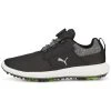 Puma Juniors Ignite PWRCAGE Golf Shoes Black/Metallic Silver -Golf Equipment Shop puma juniors ignite pwrcage golf shoes black silver 376784 02 profile itempicture