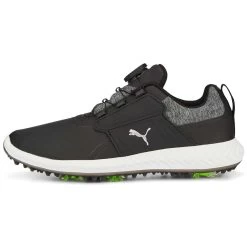 Puma Juniors Ignite PWRCAGE Golf Shoes Black/Metallic Silver