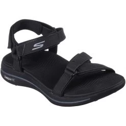 Skechers Women's GO GOLF Arch Fit Sandals Black -Golf Equipment Shop skechers womens go golf arch fit sandals black angle itempicture