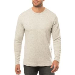 TravisMathew Cloud Waffle Crew -Golf Equipment Shop travismathew waffle cloud crew heather light grey front itempicture