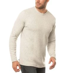 TravisMathew Cloud Waffle Crew -Golf Equipment Shop travismathew waffle cloud crew heather light grey side itempicture